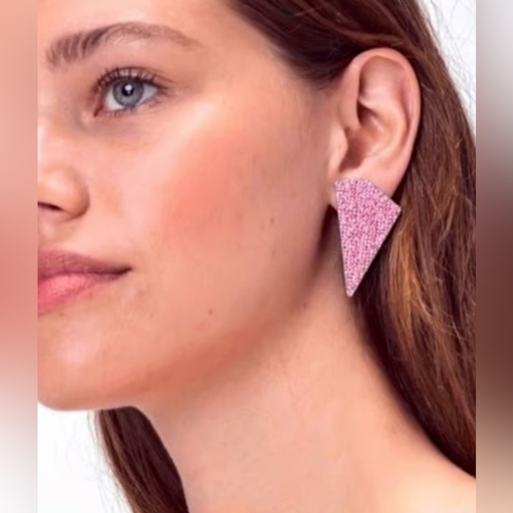 New For Love And Lemons Pink Robin Geometric Chunky Glitter Earrings 65$